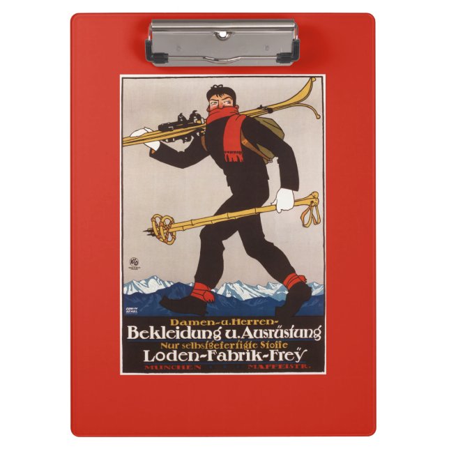 Loden Ski Clothes Skiing Advertisement Poster Clipboard (Front)