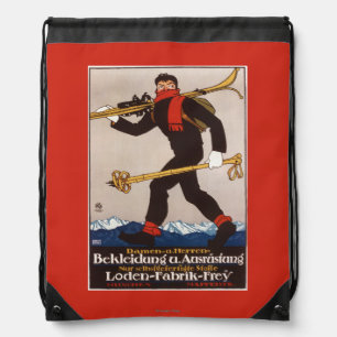 Loden Ski Clothes Skiing Advertisement Poster Drawstring Bag