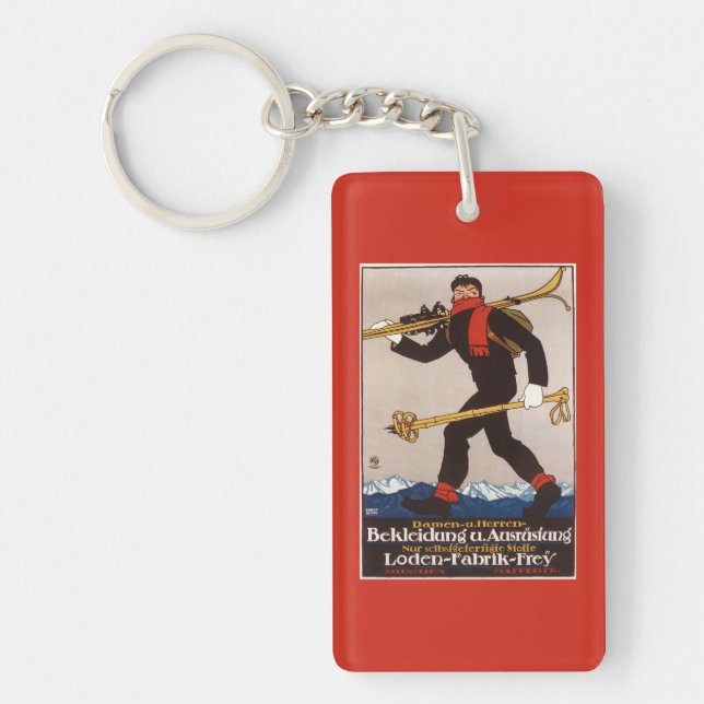 Loden Ski Clothes Skiing Advertisement Poster Keychain (Front)