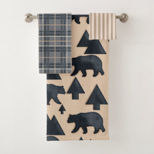 Black Bear Bath Towels Zazzle Lodge Black Bear Bath Towel Set