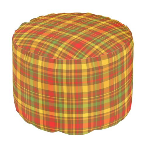 Lodge Cabin Rustic Mountain Plaid Pattern Pouf