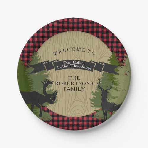 Lodge Mountain Cabin Rustic Hunting Deer Antlers Paper Plates