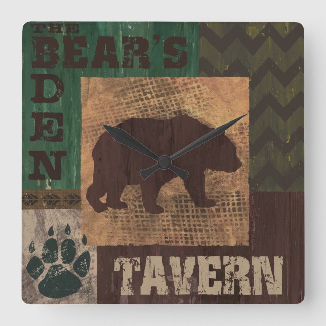 Lodge Style Bear Rustic Clock (Front)