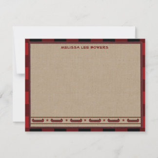 Lodge Style Personalized Flat Note Cards - Canoe