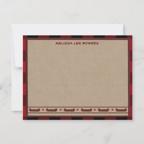 Lodge Style Personalized Flat Note Cards _ Canoe