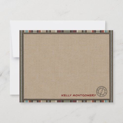 Lodge Style Personalized Flat Note Cards _ Compass