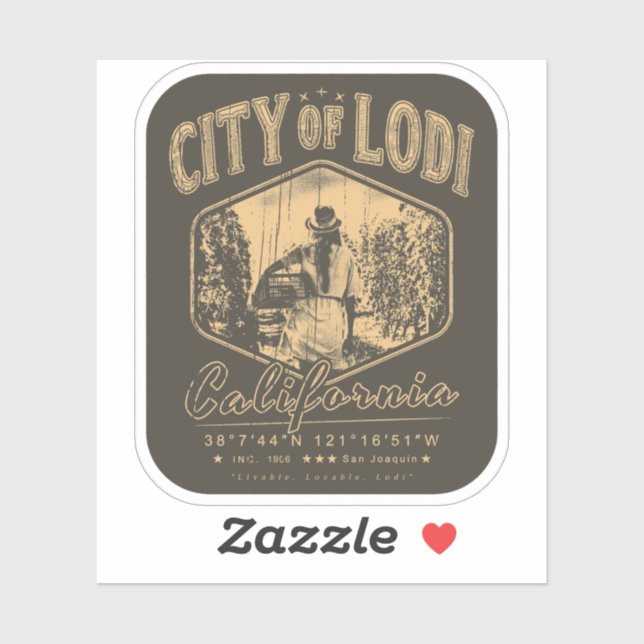 LODI SAN JOAQUIN CALIFORNIA - VINEYARD VINTAGE STICKER (Sheet)