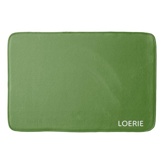 Loerie green color name bath mat (Front)