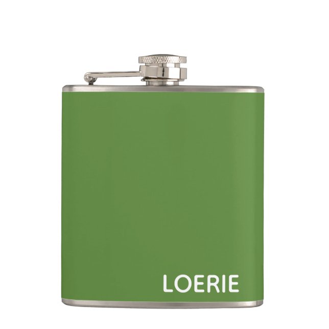 Loerie green color name flask (Front)