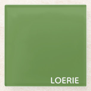 Loerie green color name glass coaster