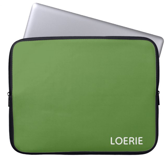 Loerie green color name laptop sleeve (Front)
