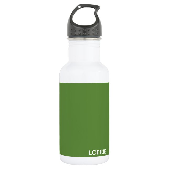 Loerie green color name stainless steel water bottle (Front)