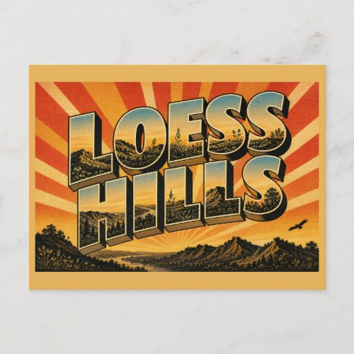 Loess Hills Iowa Tallgrass Prairie Ridges Art Postcard