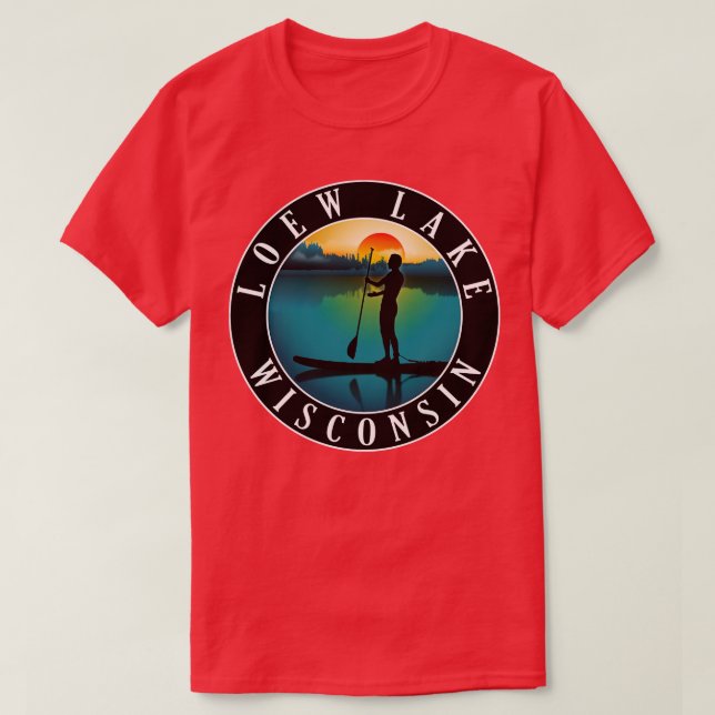 Loew Lake Wisconsin Paddleboarding T-Shirt (Design Front)