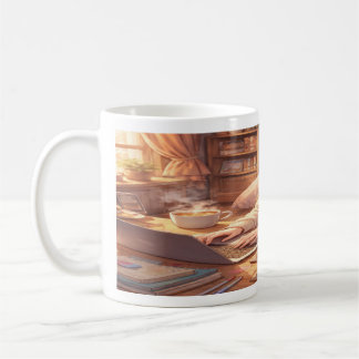 Lofi Anime Girl Studying with Coffee Wraparound Mu Mug