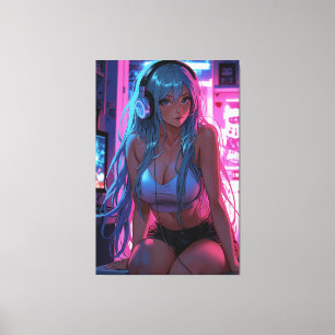 Lofi Gamer Girl   Chill Anime Aesthetic Canvas Print