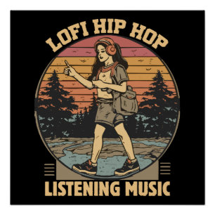 Lofi hip hop chillhop music poster