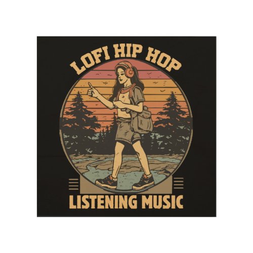 Lofi hip hop chillhop music wood wall art