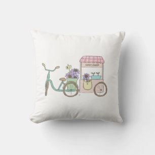 Lofi Morning Vibes Sunflower Retro Art Throw Pillow