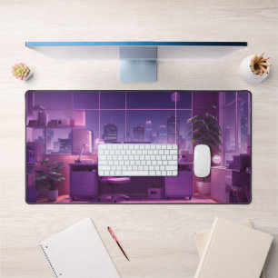 Lofi Style Nighttime Office Desk Mat