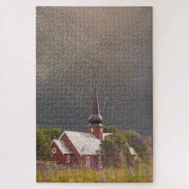 Lofoten Islands Flakstad Church Jigsaw Puzzle (Vertical)