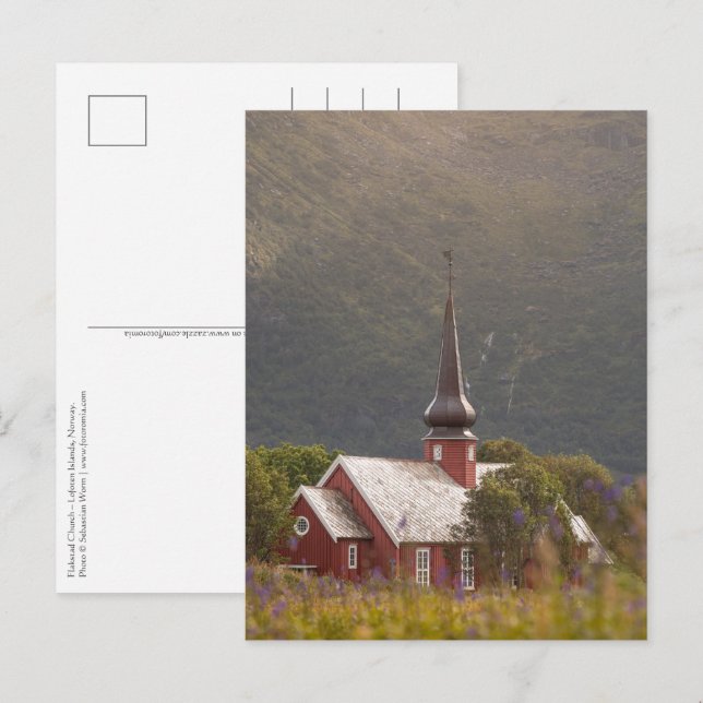 Lofoten Islands Flakstad Church Postcard (Front/Back)