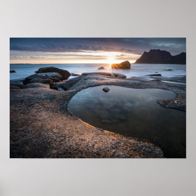 Lofoten Islands Midnight Sun Poster (Front)