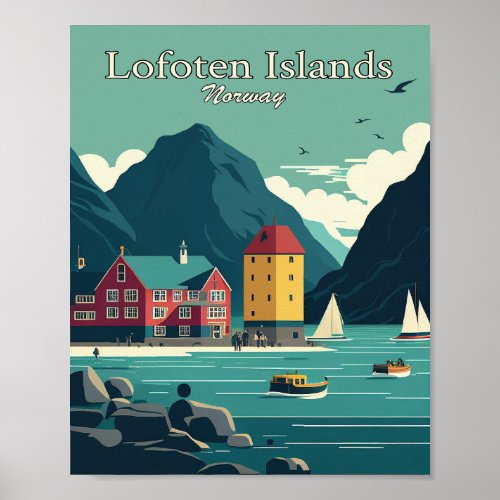 Lofoten Islands Minimalist Vintage Art Poster