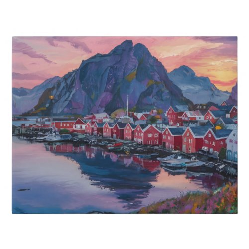 Lofoten Islands Norway Beautiful Paintings Faux Canvas Print