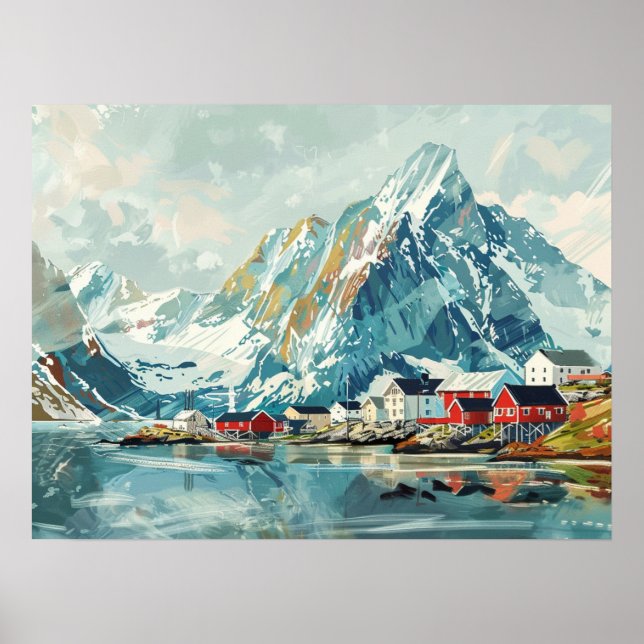 Lofoten Islands, Norway Retro Poster (Front)