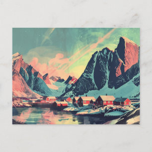 Lofoten Islands, Norway Retro Travel  Postcard