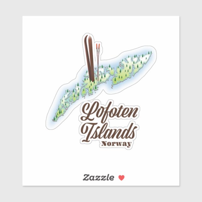 Lofoten islands, Norway ski poster. Sticker (Sheet)