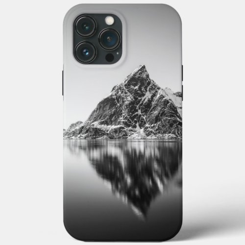 Lofoten Mountain Black and White Photo iPhone 13 Pro Max Case