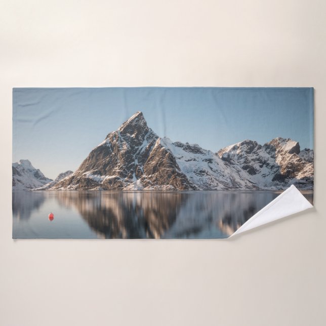 Lofoten Mountain Landscape Photo Bath Towel (Bath Towel)
