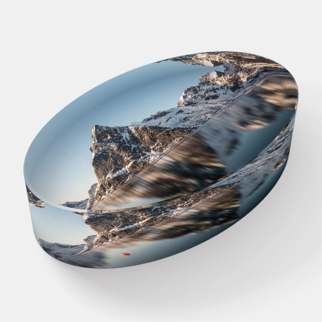 Lofoten Mountain Landscape Photo Paperweight (Angled)