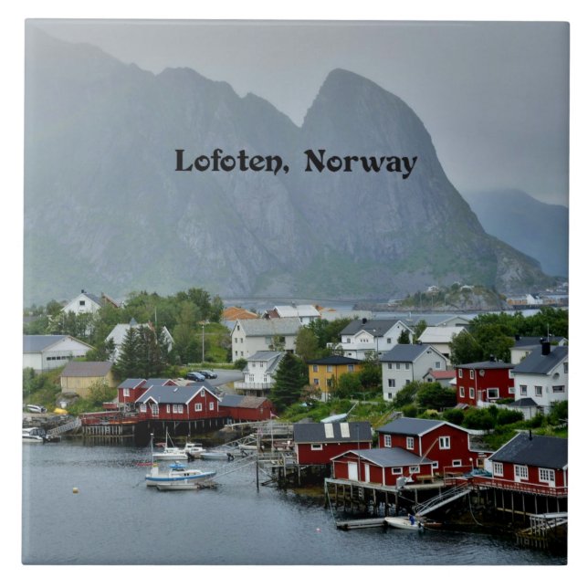 Lofoten, Norway scenic landscape photograph Ceramic Tile (Front)