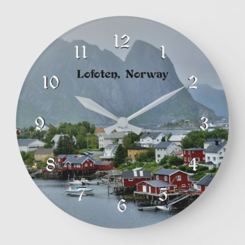 Lofoten Norway scenic landscape photograph Large Clock