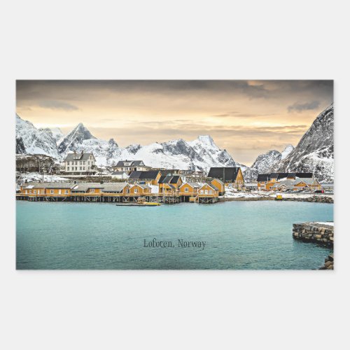 Lofoten Norway scenic photograph Rectangular Sticker