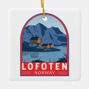 Lofoten Norway Travel Vintage Art Ceramic Ornament