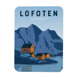 Lofoten Norway Travel Vintage Art Magnet