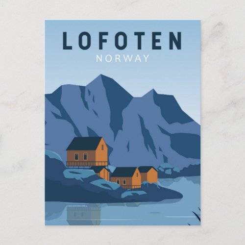 Lofoten Norway Travel Vintage Art Postcard