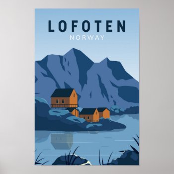 Lofoten Norway Travel Vintage Art Poster by Kris_and_Friends at Zazzle