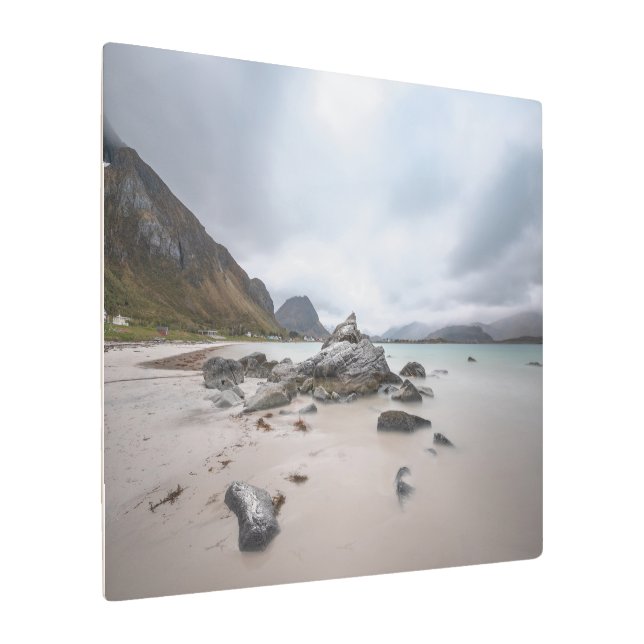 Lofoten Ramberg Beach Metal Print (Angled)