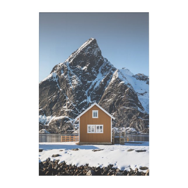 Lofoten Yellow Cabin Acrylic Print (Front)