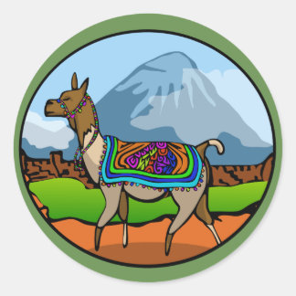 Lofty Llama Round Sticker