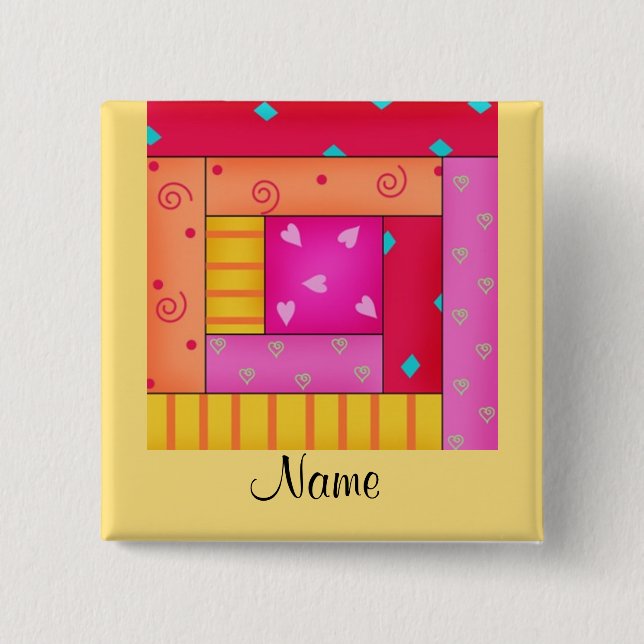 Log Cabin Block Name Button Badge (Front)