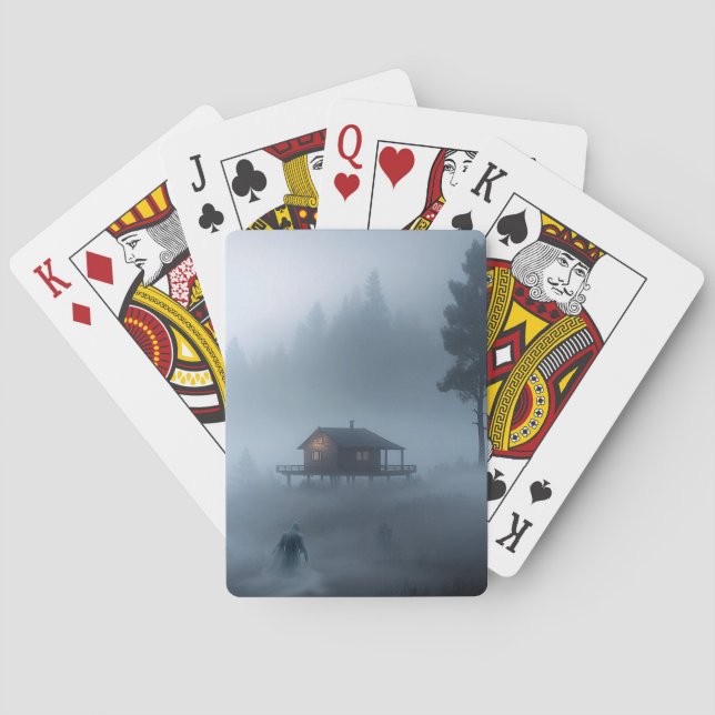 Log Cabin by the Haunted Lake Poker Cards (Back)