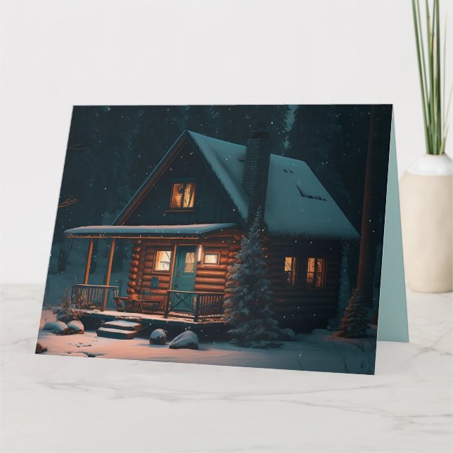 LOG CABIN CHRISTMAS GREETING CARD (Front)