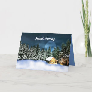 Log Cabin Christmas Time Holiday Card