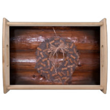 Log Cabin Cork Wreath Serving Tray